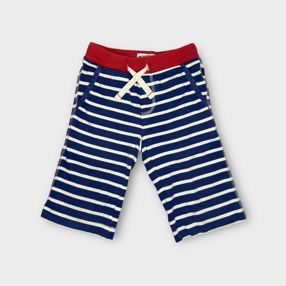 Mini Boden Vintage Blue & White Striped Plush Pull On Shorts